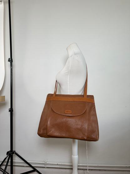 Vintage Courreges Pebbled Shoulder Bag Tan