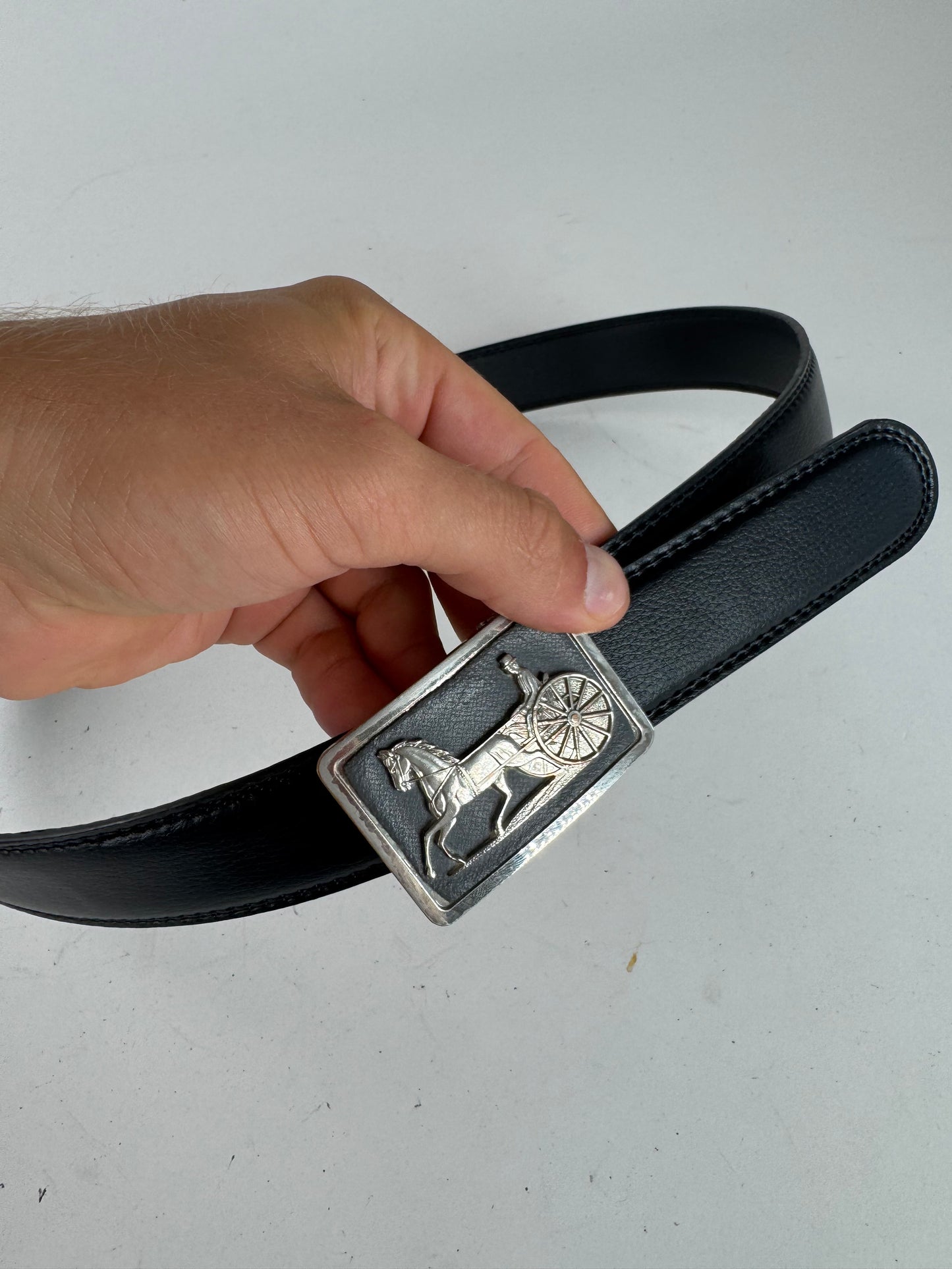 Vintage Celine Paris Carriage Leather belt black