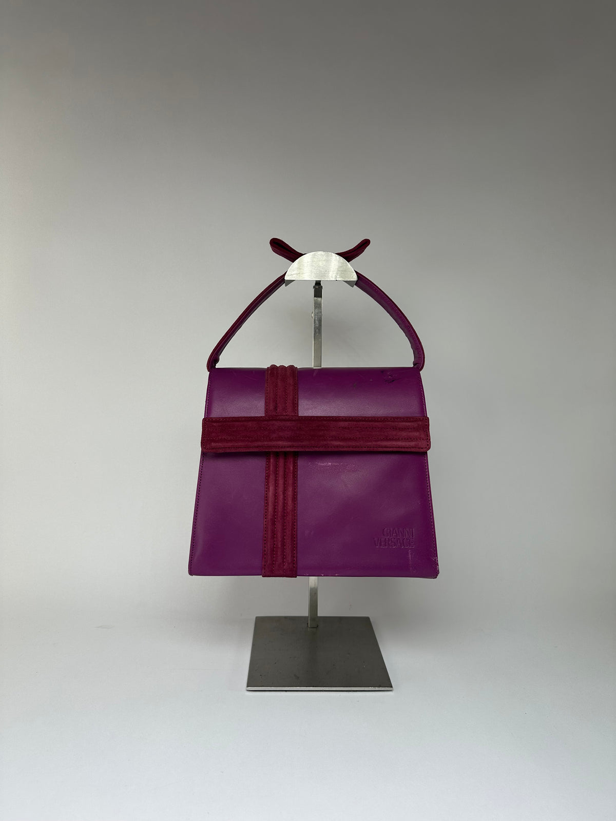 Vintage Versace Structured Top-Handle Bag Early 1990s Fuchsia Burgundy