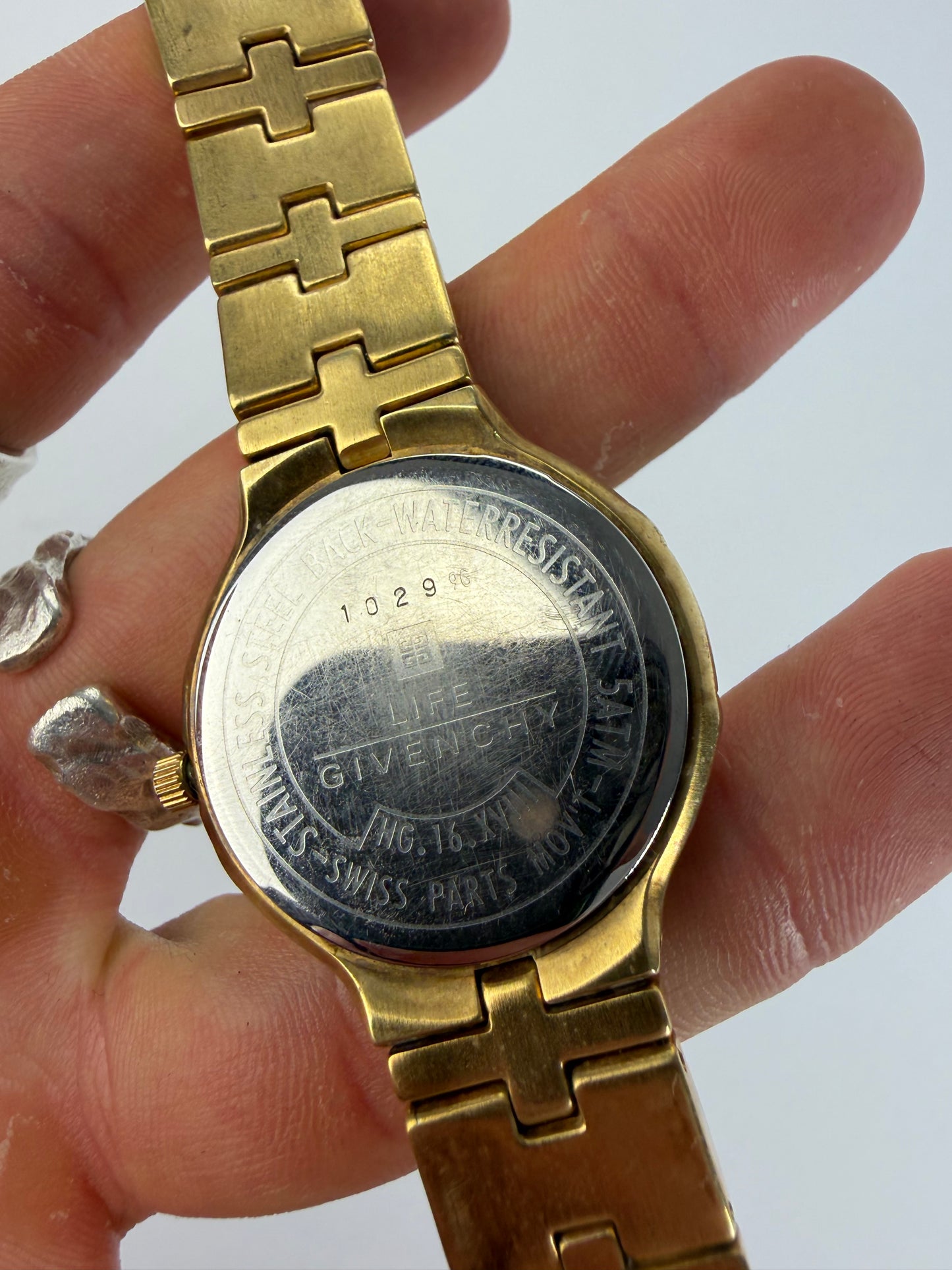 Vintage Givenchy Gold-Tone Bracelet Watch Cream Dial