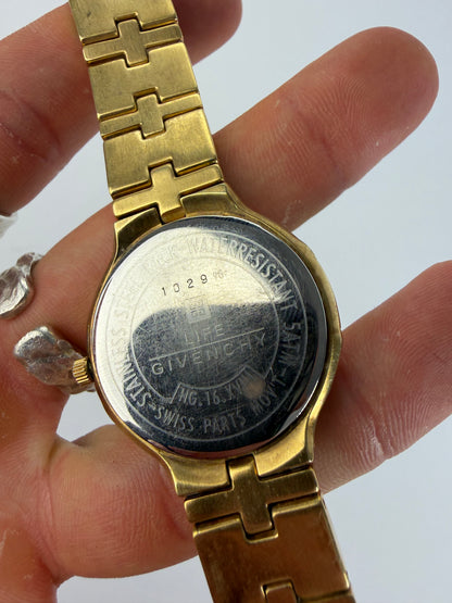 Vintage Givenchy Gold-Tone Bracelet Watch Cream Dial