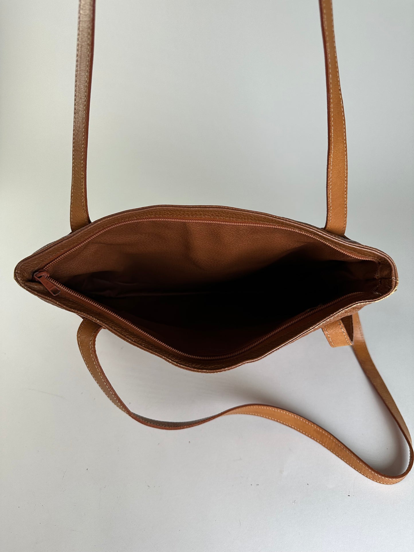 Vintage Courreges Pebbled Shoulder Bag Tan