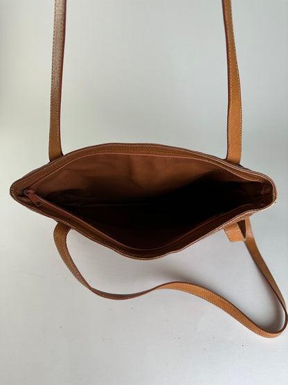 Vintage Courreges Pebbled Shoulder Bag Tan