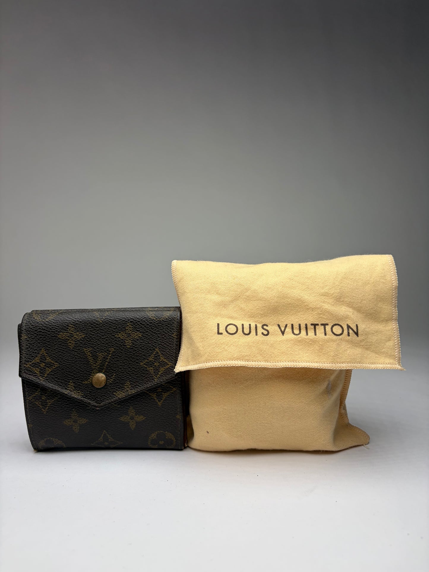 Vintage Louis Vuitton Monogram Canvas Bifold Wallet Brown Gold