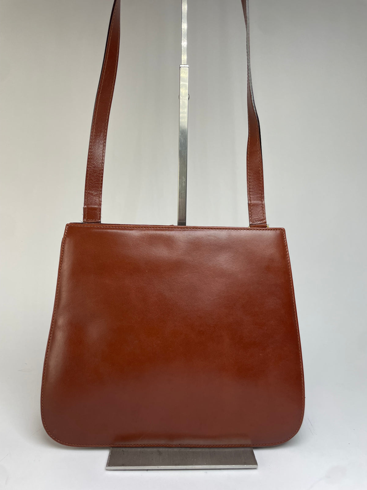 Vintage Salvatore Ferragamo Gancini Flap Crossbody Bag Late 1980s Rust Brown