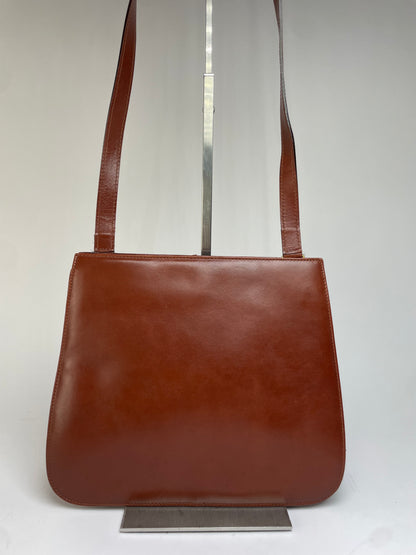 Vintage Salvatore Ferragamo Gancini Flap Crossbody Bag Late 1980s Rust Brown
