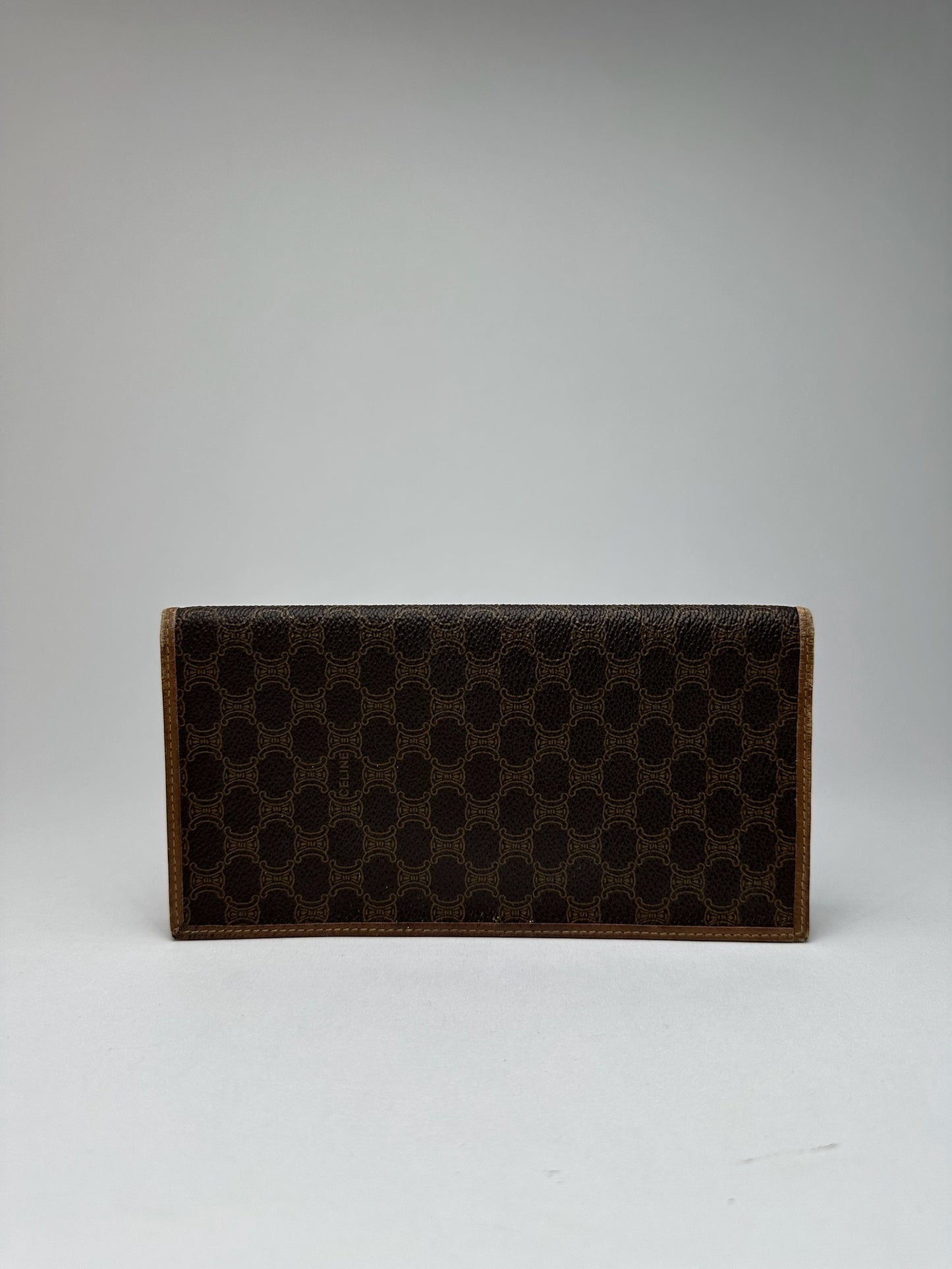 Vintage Celine Paris Monogram Leather Card Holder Brown