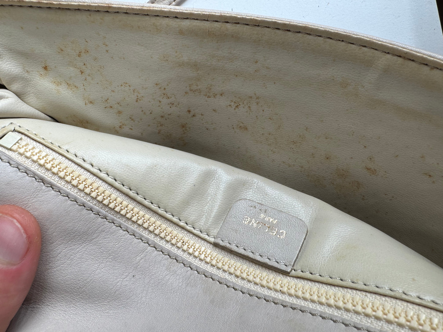 Vintage Celine Paris Leather crossbody Bag white / Ecru