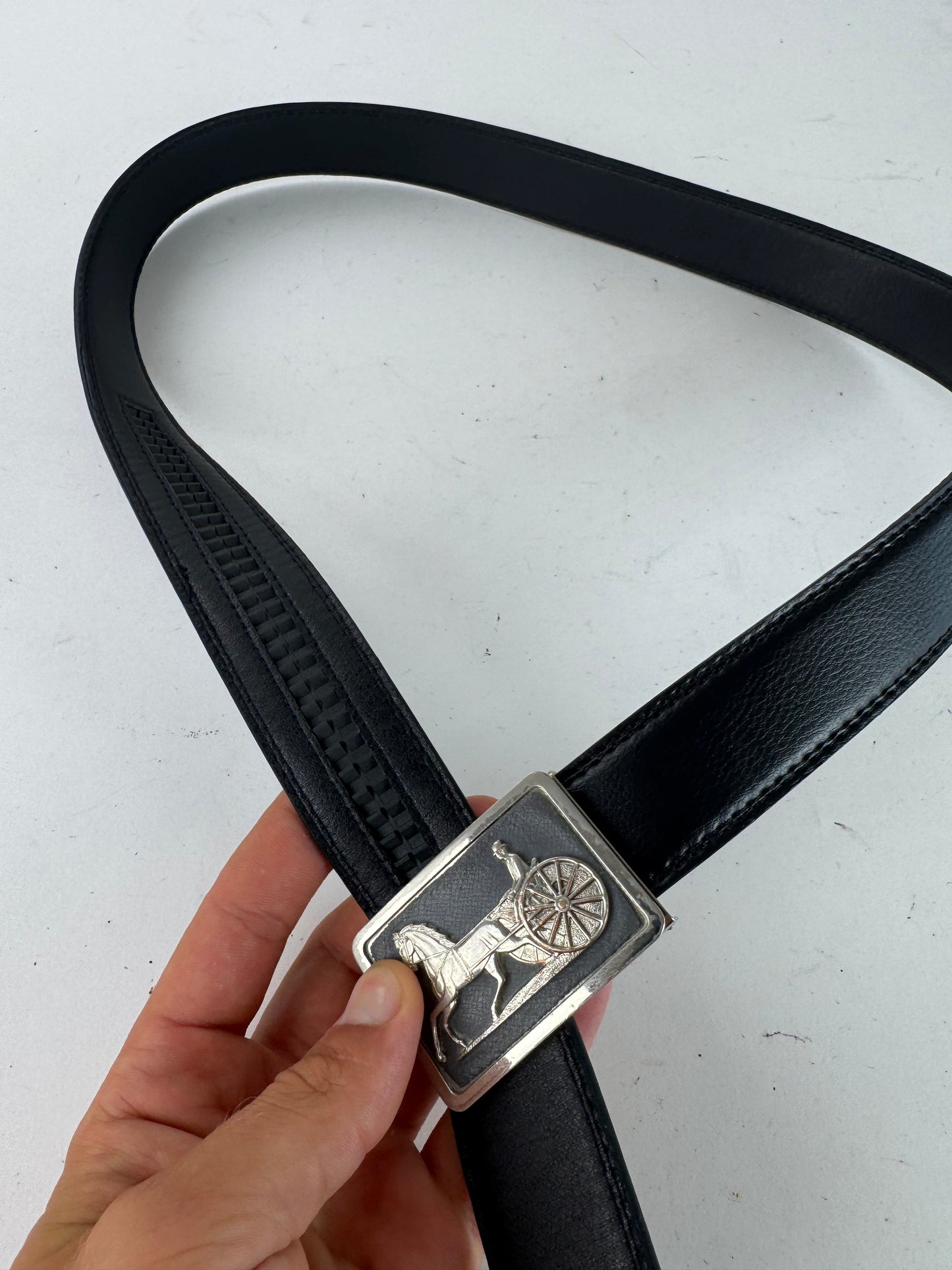 Vintage Celine Paris Carriage Leather belt black