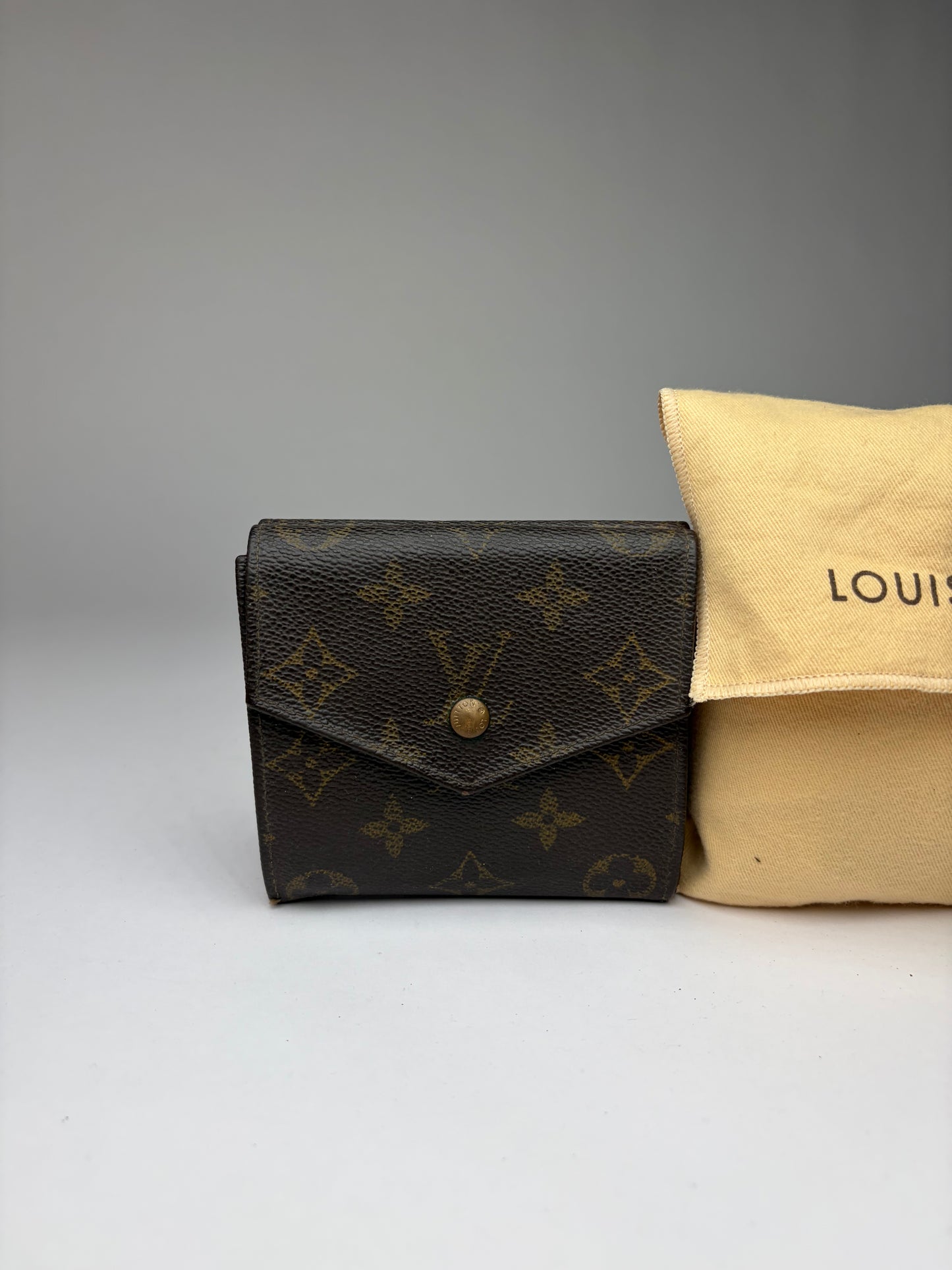 Vintage Louis Vuitton Monogram Canvas Bifold Wallet Brown Gold