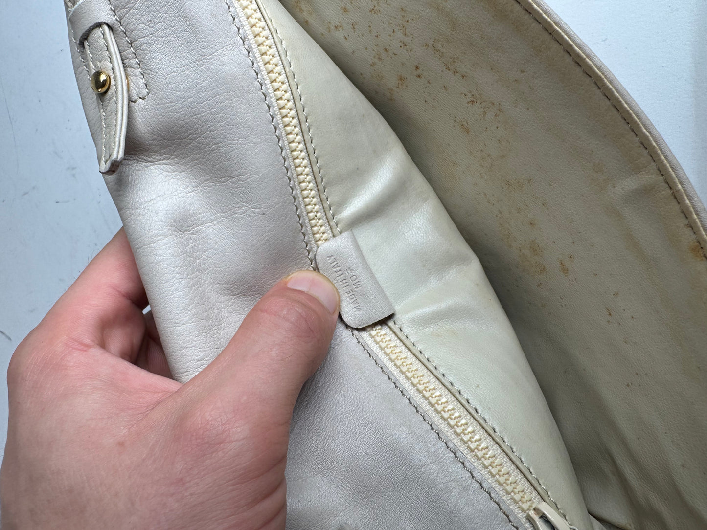 Vintage Celine Paris Leather crossbody Bag white / Ecru