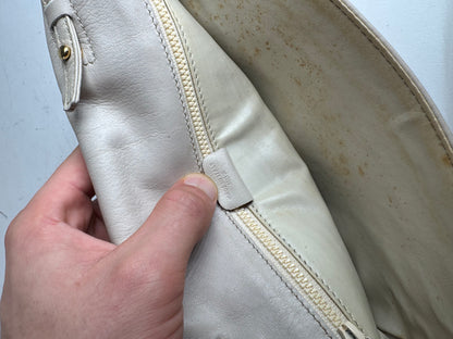 Vintage Celine Paris Leather crossbody Bag white / Ecru