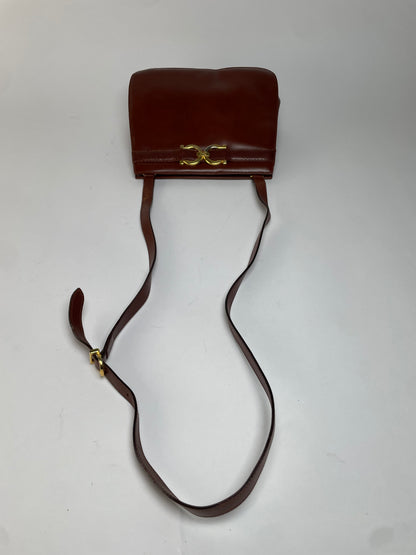 Vintage Salvatore Ferragamo Gancini Flap Crossbody Bag Late 1980s Rust Brown