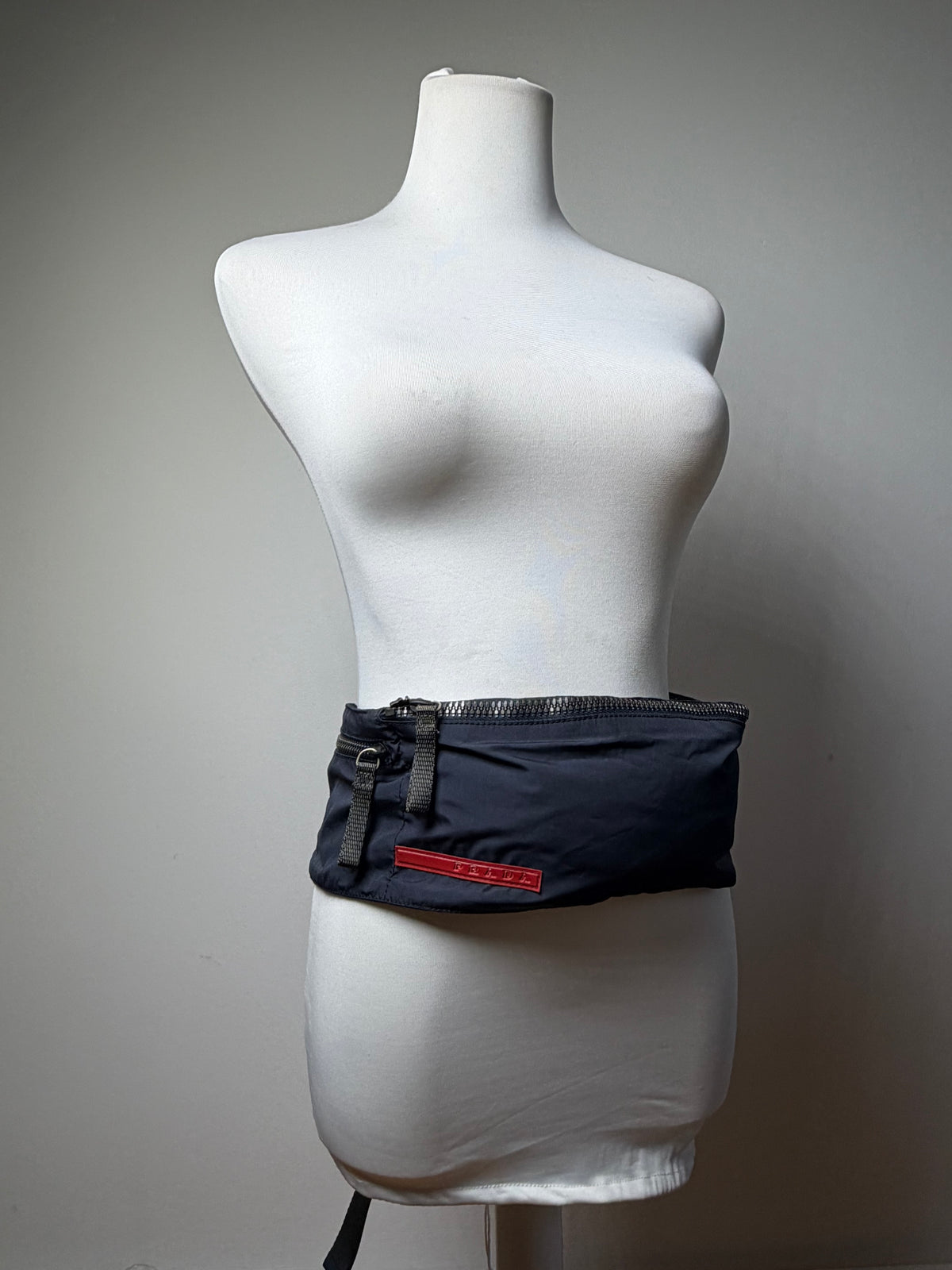 Vintage Prada Linea Rossa Nylon Sling Bag Late 1990s Navy