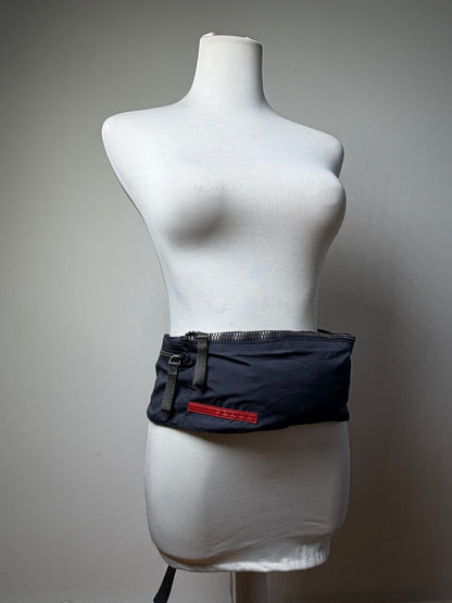 Vintage Prada Linea Rossa Nylon Sling Bag Late 1990s Navy
