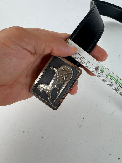 Vintage Celine Paris Carriage Leather belt black