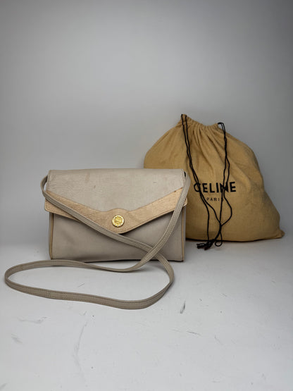 Vintage Celine Paris Leather crossbody Bag white / Ecru