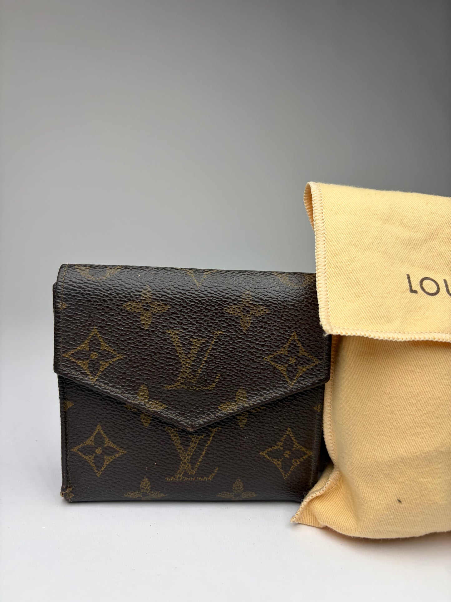 Vintage Louis Vuitton Monogram Canvas Bifold Wallet Brown Gold