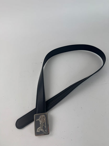 Vintage Celine Paris Carriage Leather belt black