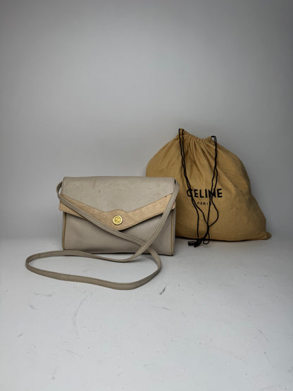 Vintage Celine Paris Leather crossbody Bag white / Ecru