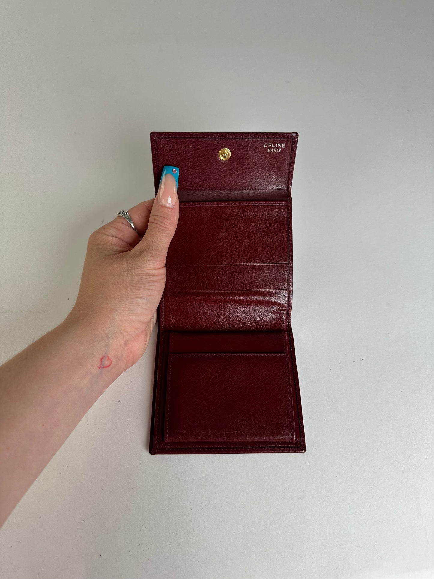 Vintage Celine Smooth Wallet Burgundy