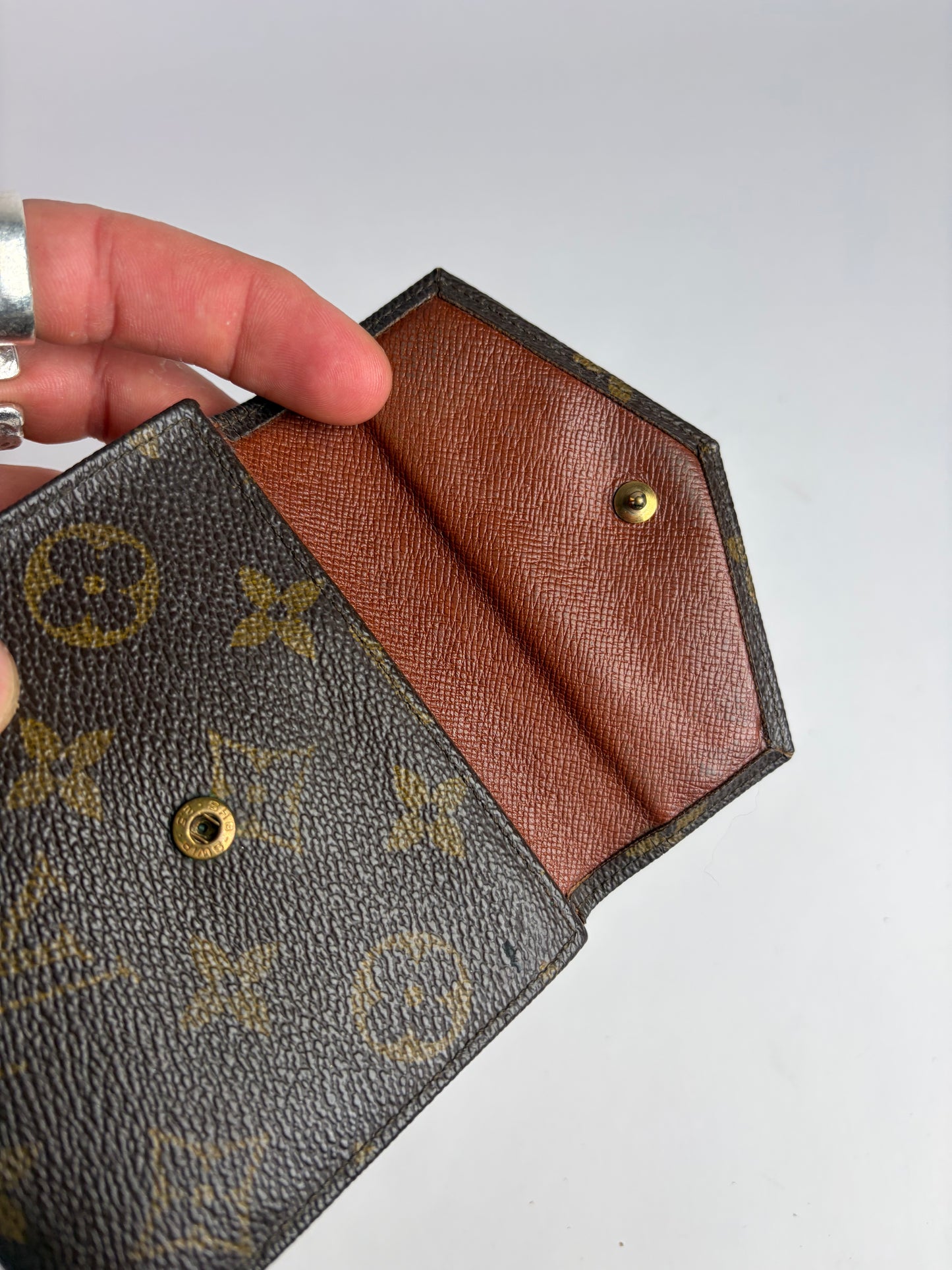 Vintage Louis Vuitton Monogram Canvas Bifold Wallet Brown Gold