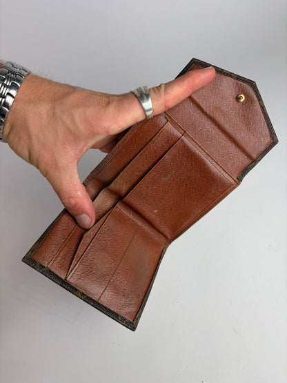 Vintage Louis Vuitton Monogram Canvas Bifold Wallet Brown Gold