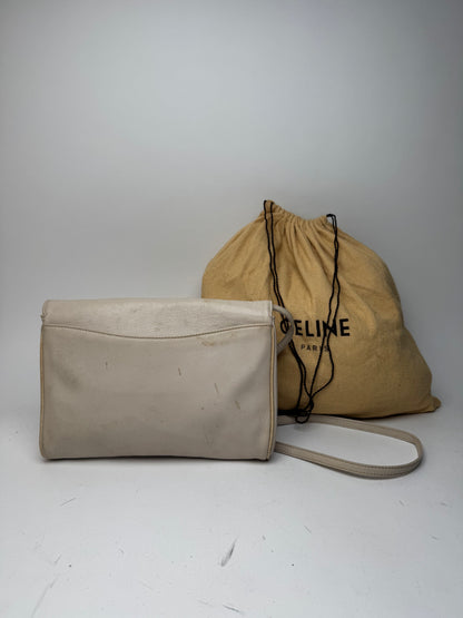 Vintage Celine Paris Leather crossbody Bag white / Ecru