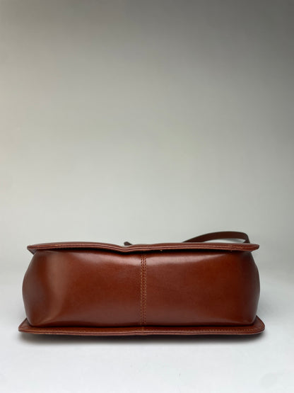 Vintage Salvatore Ferragamo Gancini Flap Crossbody Bag Late 1980s Rust Brown