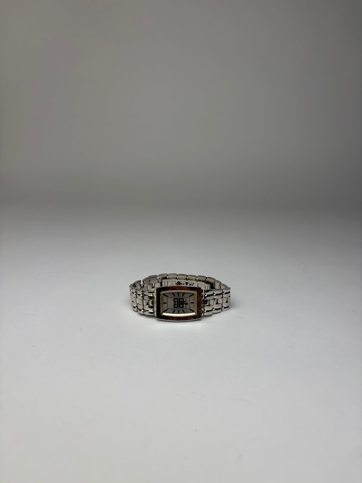 Vintage Givenchy Rectangular Quartz Watch Late 1990s Silver White