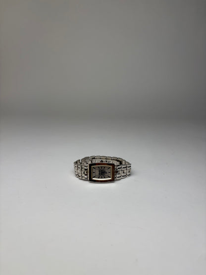 Vintage Givenchy Rectangular Quartz Watch Late 1990s Silver White