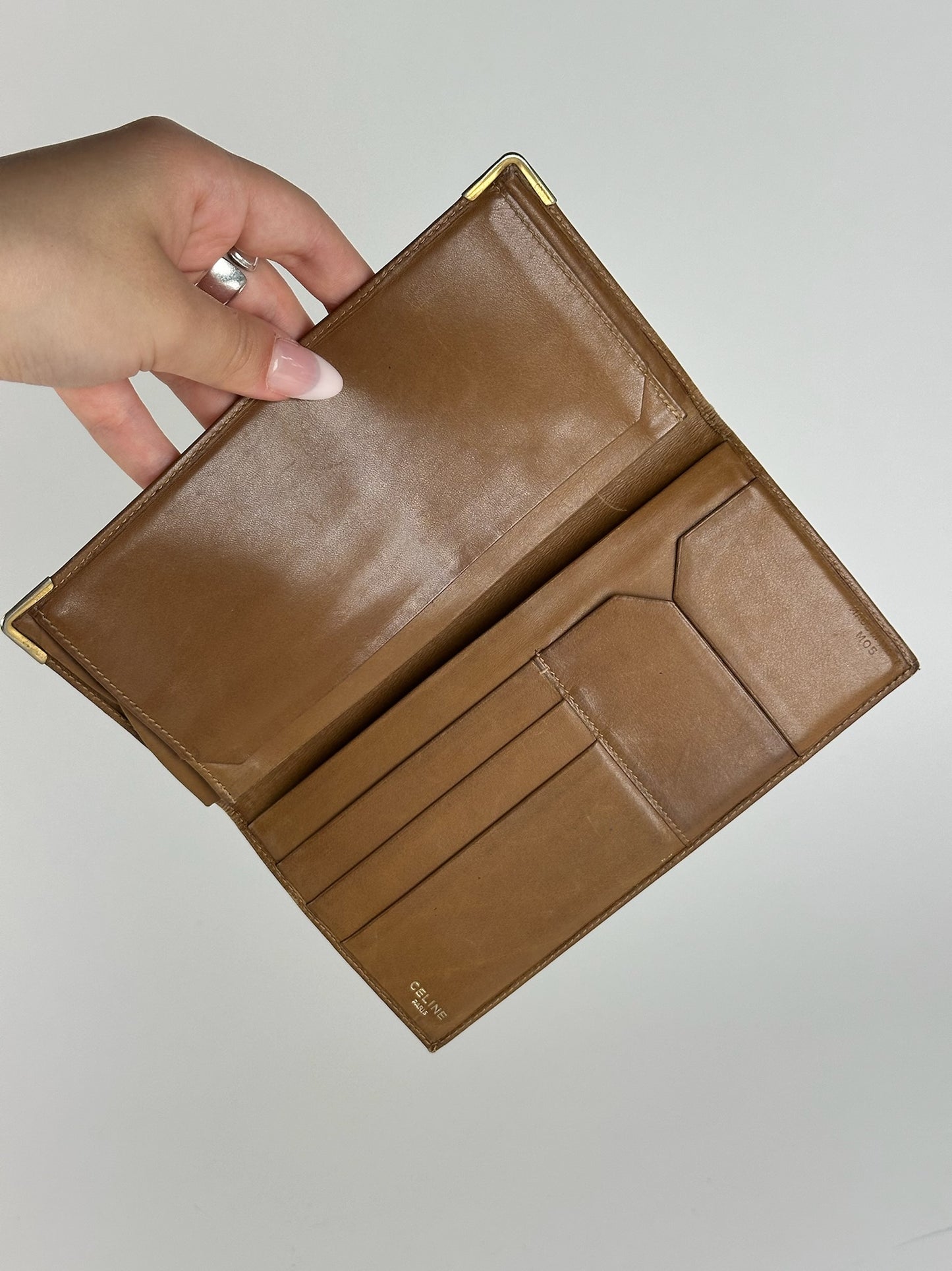 Vintage Celine Paris Monogram Leather Card Holder Brown