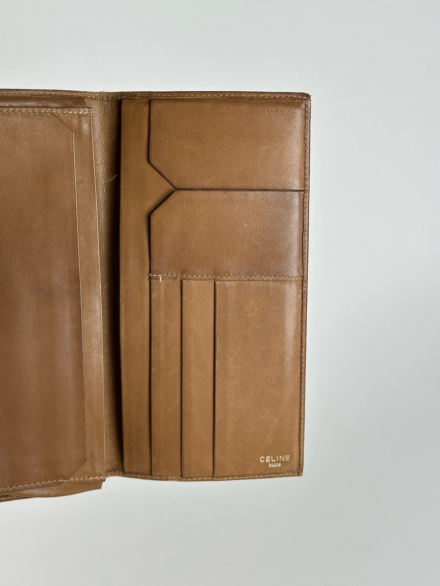 Vintage Celine Paris Monogram Leather Card Holder Brown