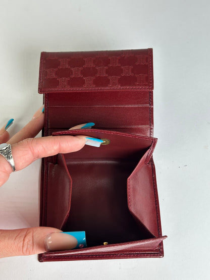 Vintage Celine Smooth Wallet Burgundy