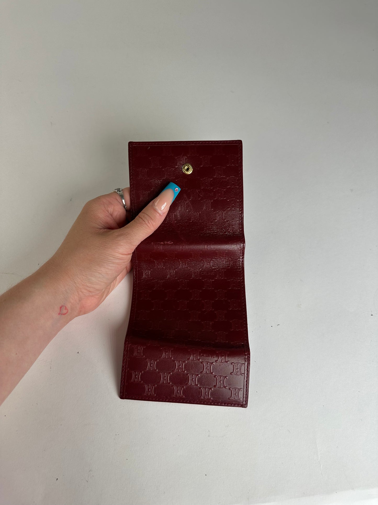 Vintage Celine Smooth Wallet Burgundy