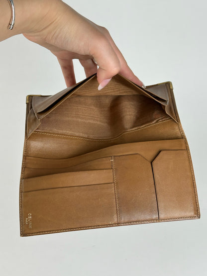 Vintage Celine Paris Monogram Leather Card Holder Brown
