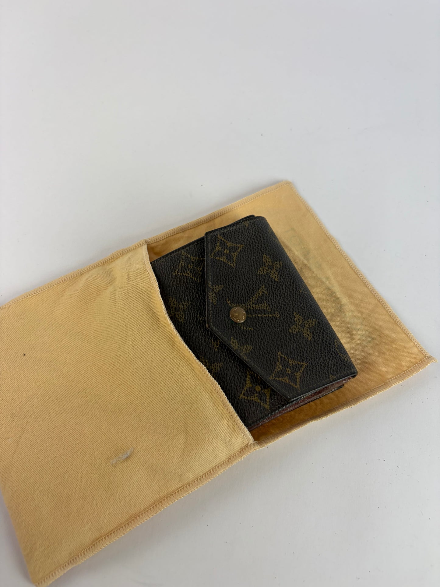Vintage Louis Vuitton Monogram Canvas Bifold Wallet Brown Gold
