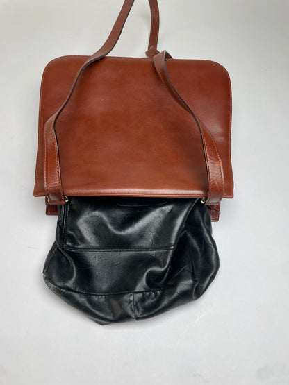 Vintage Salvatore Ferragamo Gancini Flap Crossbody Bag Late 1980s Rust Brown