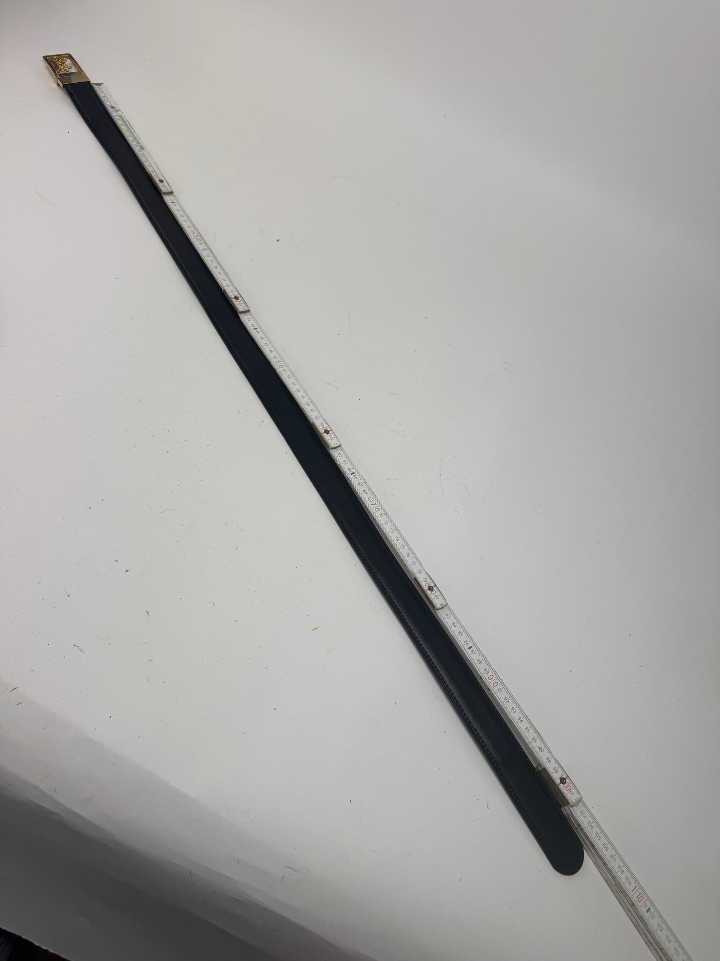 Vintage Celine Carriage Logo Leather belt black