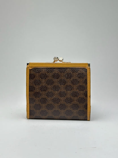 Vintage Celine Paris Monogram Leather Wallet Brown