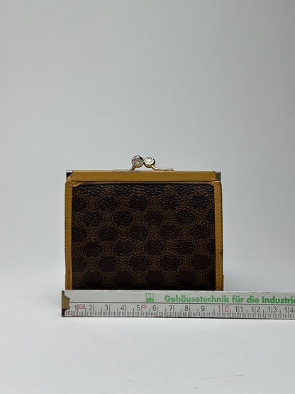 Vintage Celine Paris Monogram Leather Wallet Brown