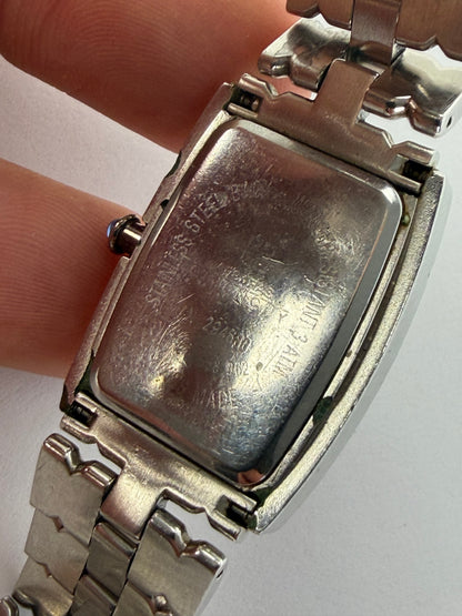 Vintage Givenchy Rectangular Quartz Watch Late 1990s Silver White