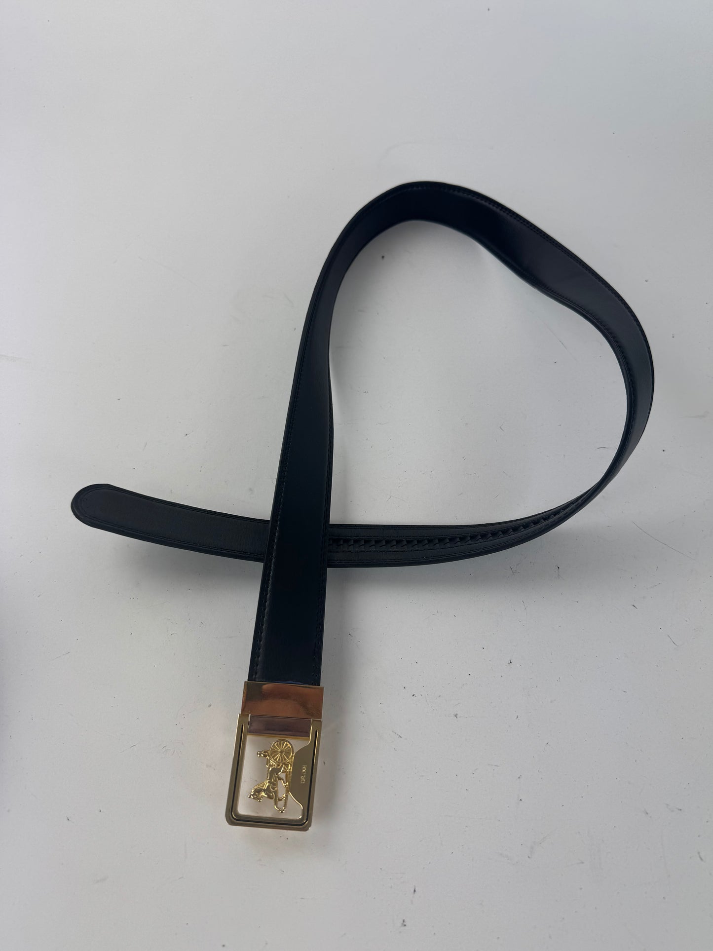 Vintage Celine Carriage Logo Leather belt black