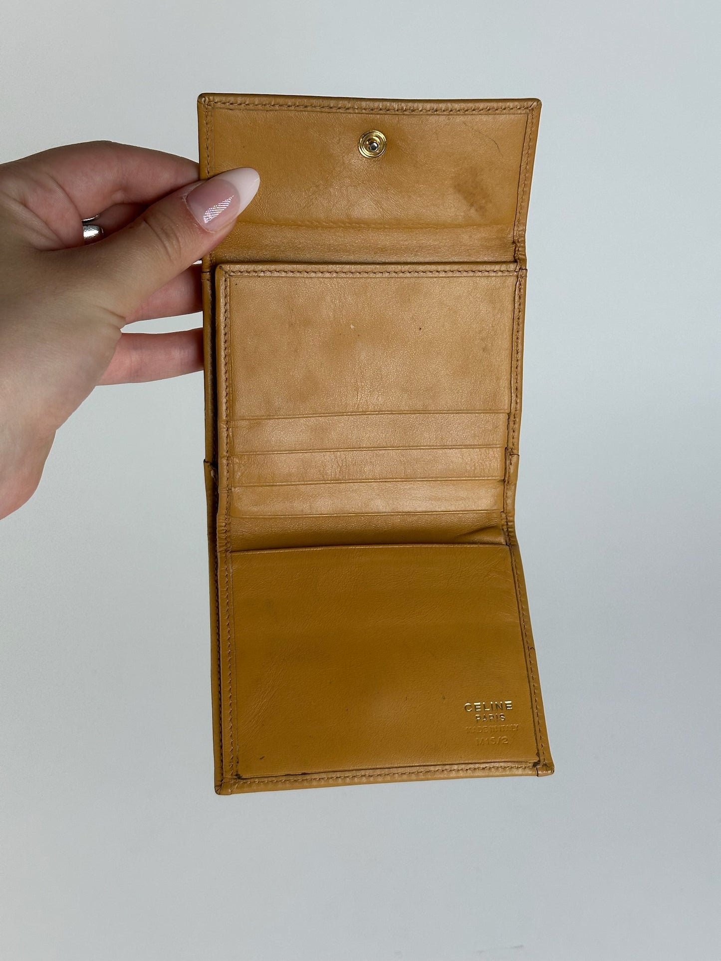 Vintage Celine Paris Monogram Leather Wallet Brown