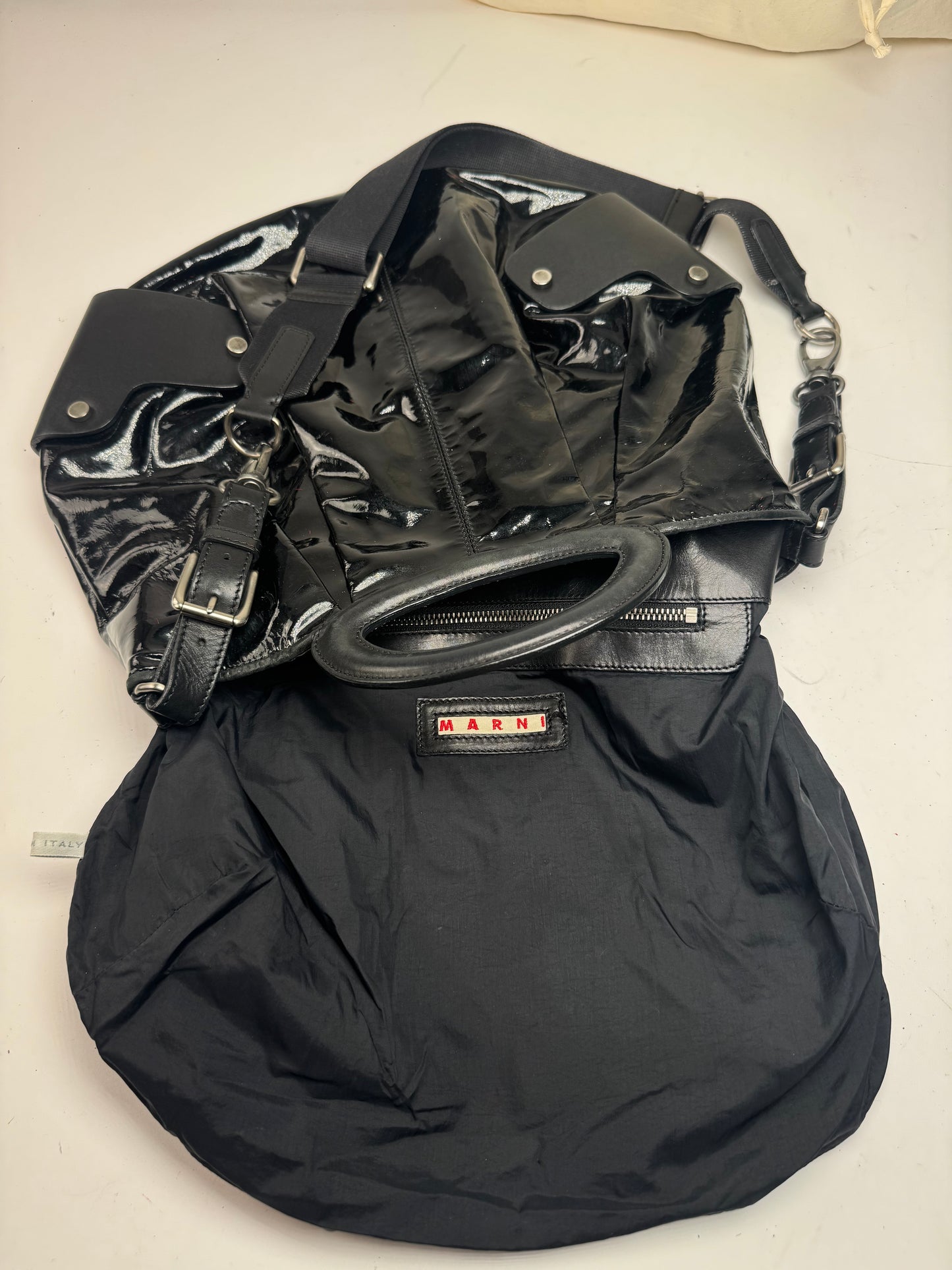 Vintage Marni 2Way Patent Leather Bag black