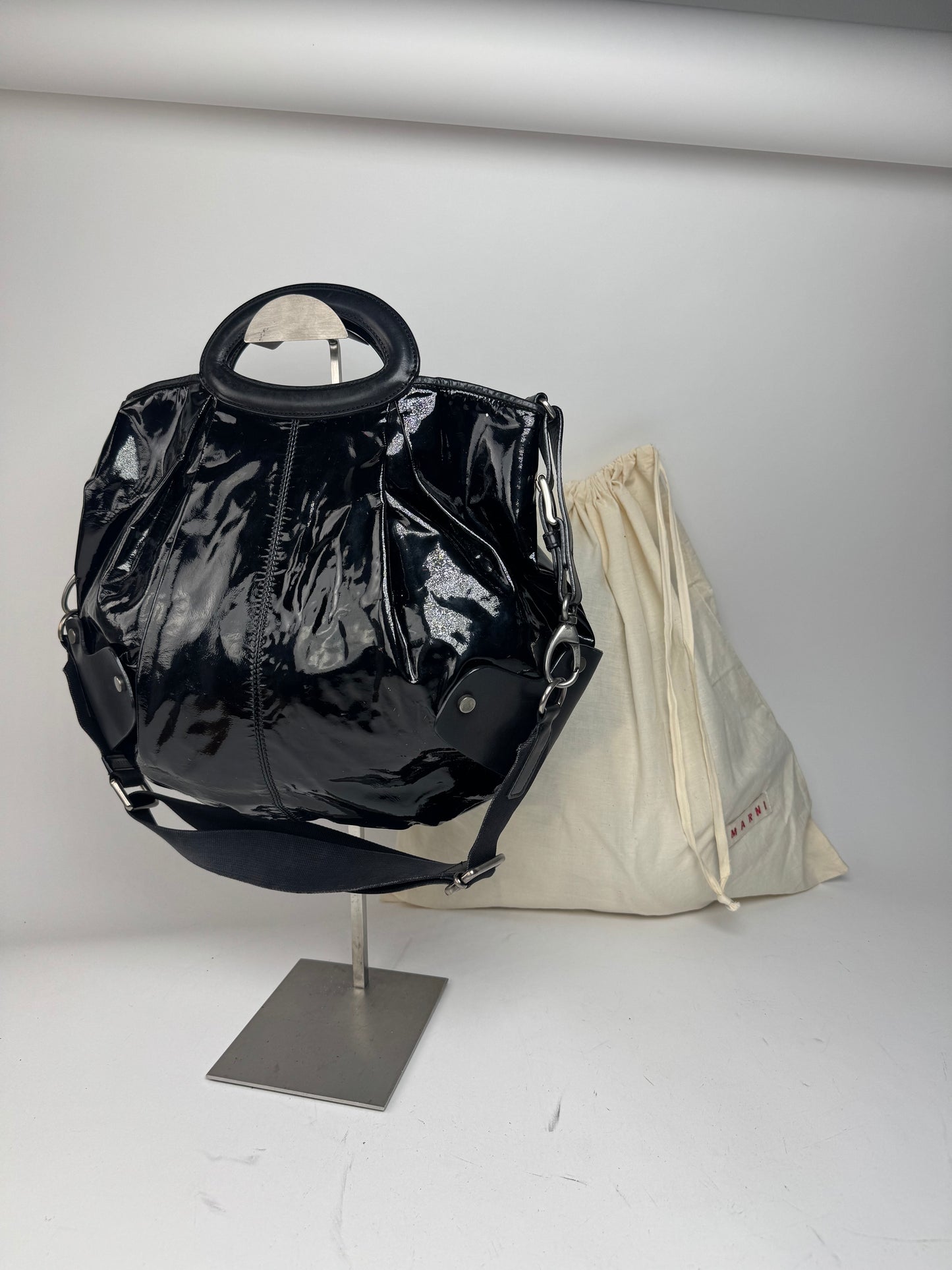 Vintage Marni 2Way Patent Leather Bag black