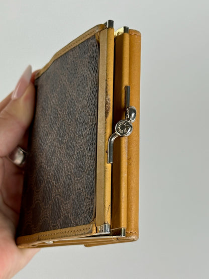 Vintage Celine Paris Monogram Leather Wallet Brown
