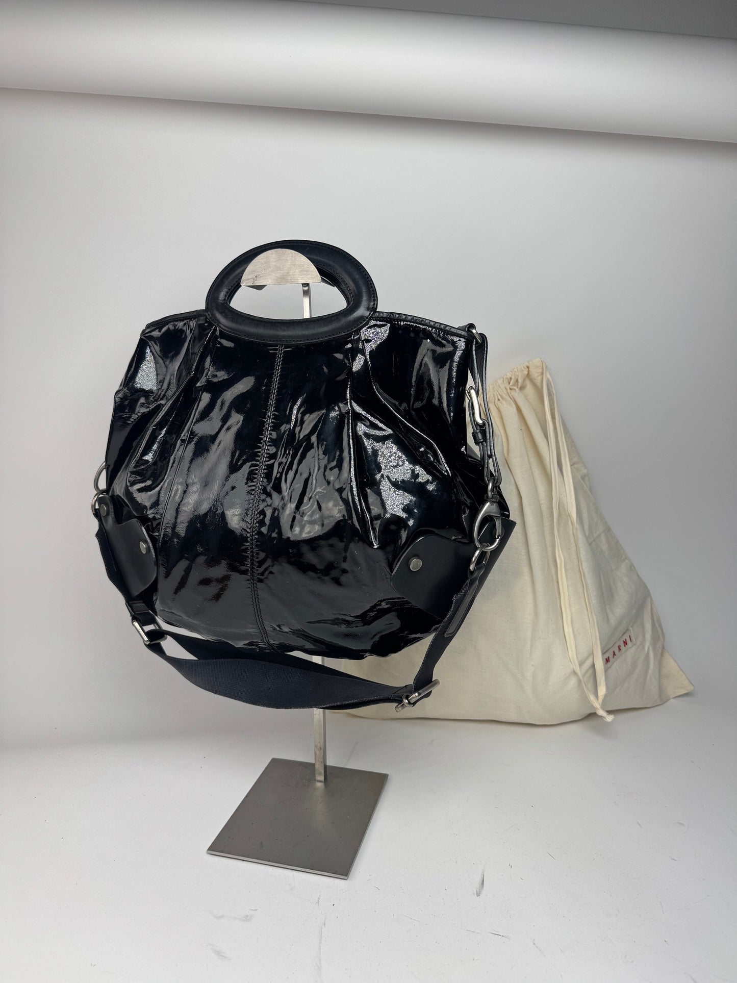 Vintage Marni 2Way Patent Leather Bag black