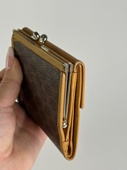 Vintage Celine Paris Monogram Leather Wallet Brown