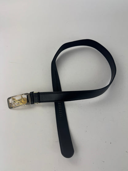 Vintage Celine Paris Carriage Logo leather belt black